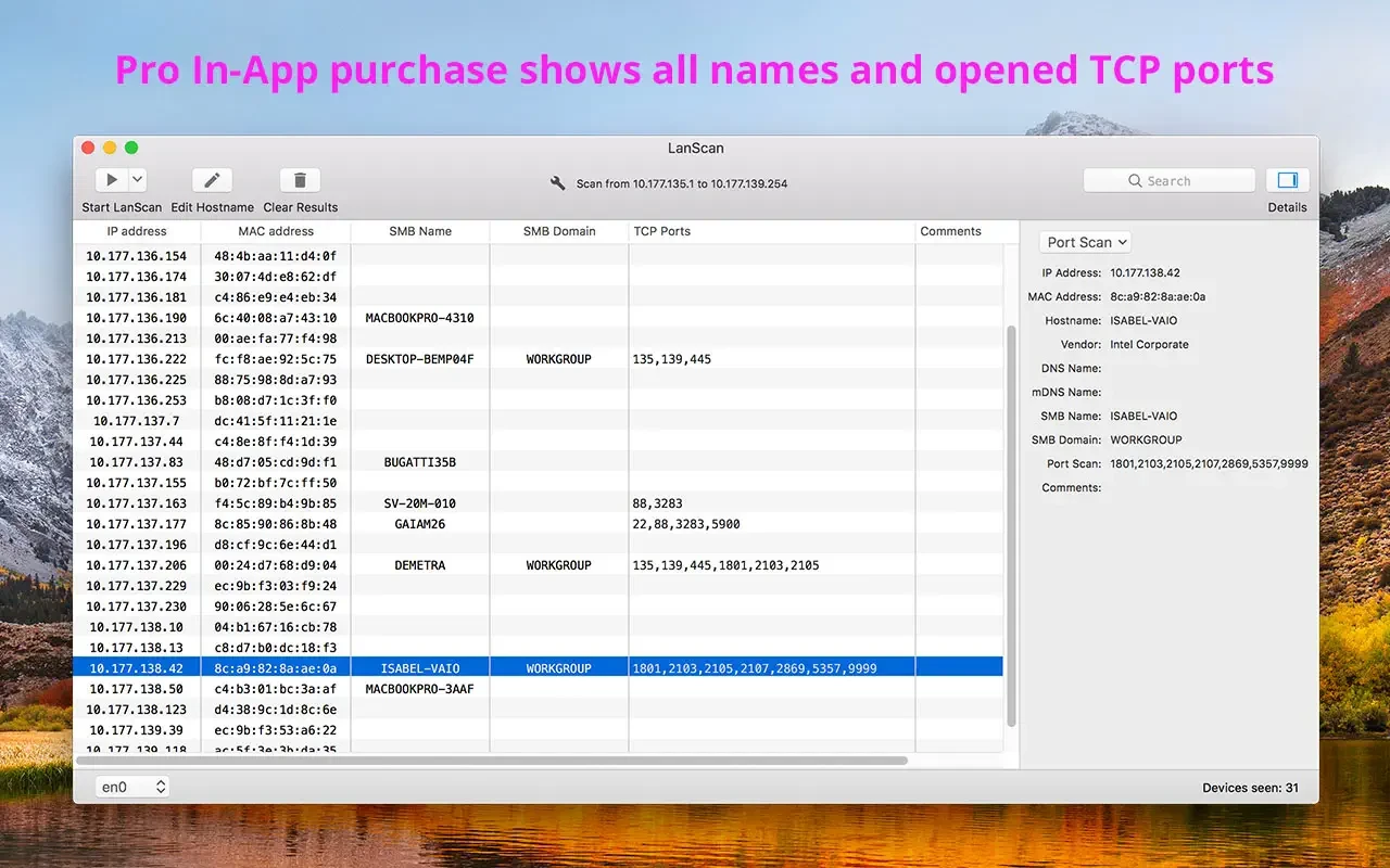 LanScan screenshot 2