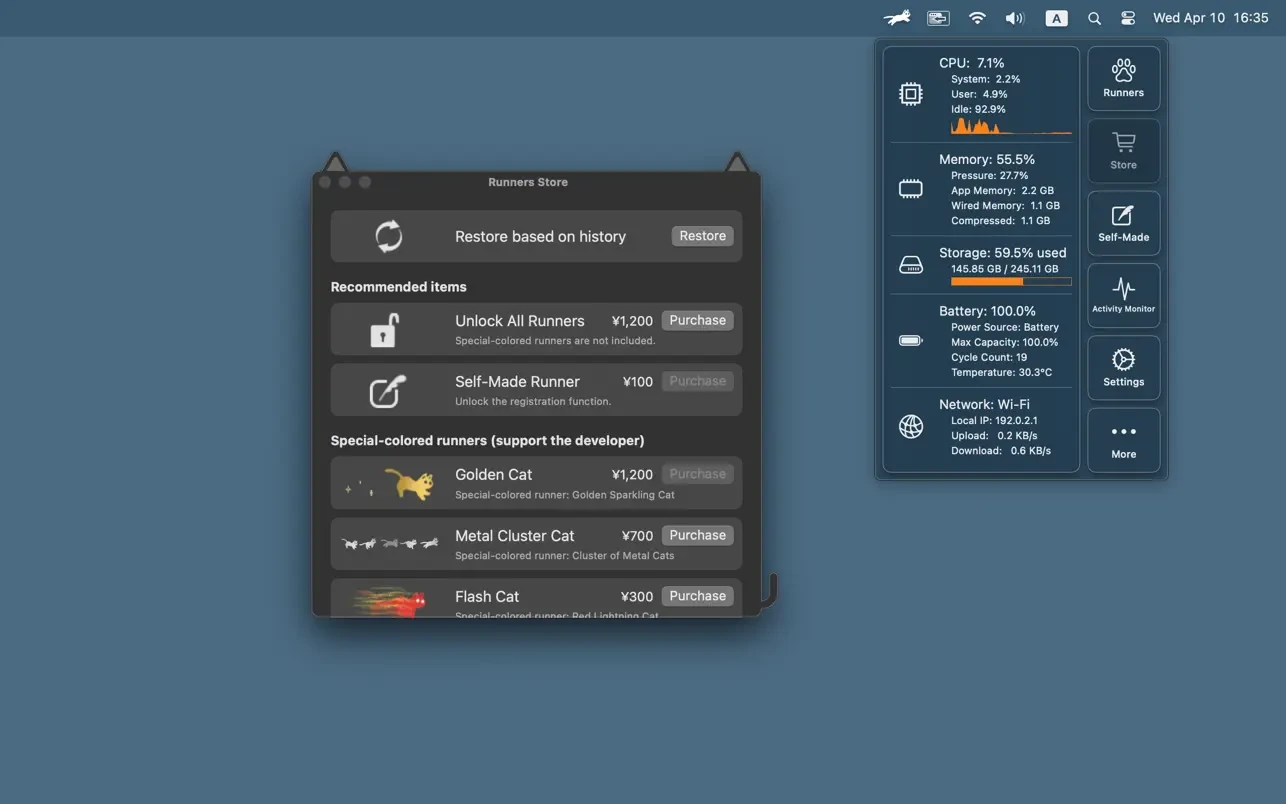 RunCat screenshot 3